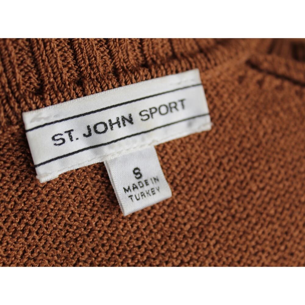 St John Sport Cardigan Womens Small Brown Wool Sweater Full Zip Quiet Luxury - Picture 6 of 7